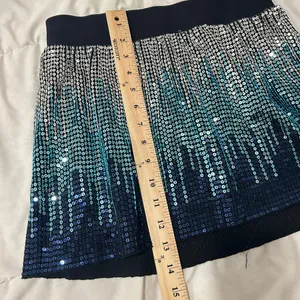 Vintage Free People Sequin Ombre Mini Skirt - Navy, Teal & Silver thumbnail 7