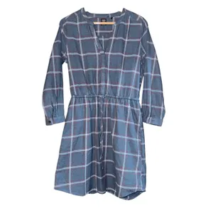 Prana Loop to Pines Organic Cotton Flannel Dress Blue Womens‎ Sz S Relaxed Plaid thumbnail 2
