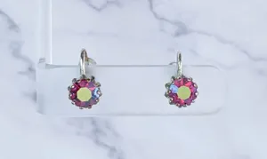 Vintage Screw On Earrings Iridescent Dark Pink Gems - Fair Condition thumbnail 11