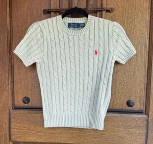 Polo Ralph Lauren Grayish Green Cable-Knit Short Sleeve Crewneck Sweater Size XS thumbnail 1