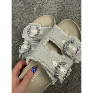 NWOT Kelly & Katie Bejeweled Canvas Slide Sandals Women's Size 8.5 thumbnail 4