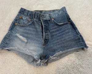 Levis 501 HR Cut Off Denim Shorts 25 Boho Festival Beach Indie Summer Resort thumbnail 1