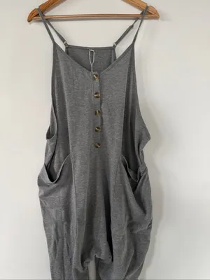 Women’s Charcoal Gray Relaxed Jumpsuit with Button Front NWOT thumbnail 3