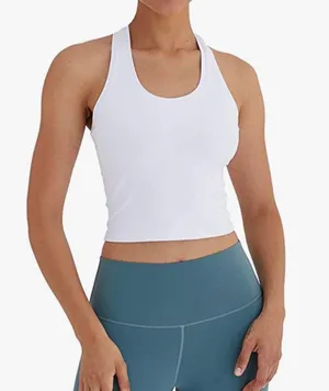 White Racer back Workout Tank thumbnail 1
