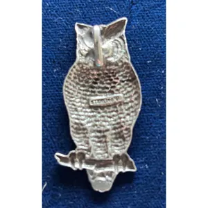 Vintage Sterling Silver Perched Owl Pendant Slide 1.5"x 1" Wisdom Luck thumbnail 8