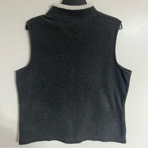Croft Barrow Size Large Gray Snowflake Embroidered Fleece‎ Zip Front Vest thumbnail 11