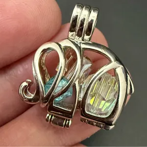 925 Sterling Silver Cage Elephant Pendant with Beads 6g. thumbnail 2