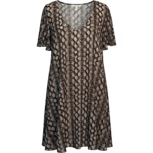 Show Me Your Mumu Shift Dress‎ Womens Medium Brown Snakeskin V-Neck Boho Animal thumbnail 2