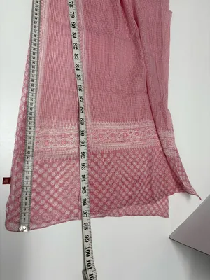 Pink and White Lightweight Puree Cotton Patterned Shawl‎ or Scarf - 97" x 32". thumbnail 9