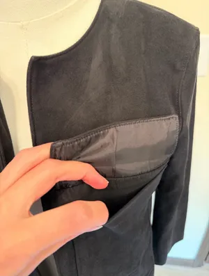 H&M black suede long open front coat thumbnail 2