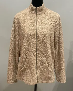Cozy Cream Sherpa Jacket taupe color new thumbnail 1