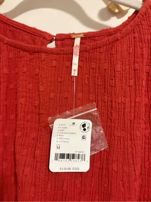 NWT Free People Red/Orange Textured Mini Dress size Medium thumbnail 5
