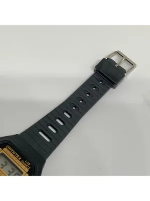 Vintage Oryntex Lcd quartz digital kids/women watch 26mm black tone running thumbnail 3