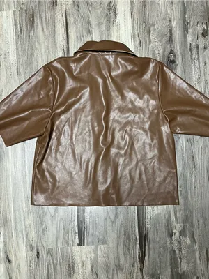 Topshop Chestnut Brown Faux Leather Shirt Jacket thumbnail 4