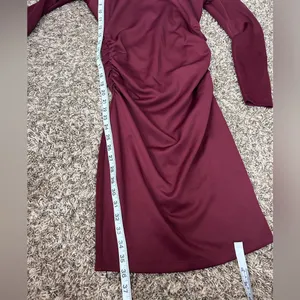Susana Monaco Elegant Burgundy Ruched Dress thumbnail 9