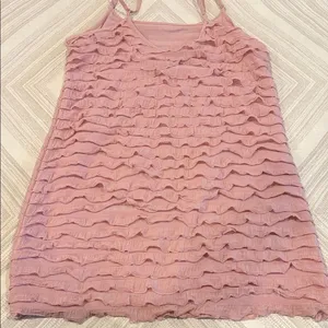 Free People Pink Ruffled Adjustable Strap Long Tank Top Women’s Small thumbnail 7