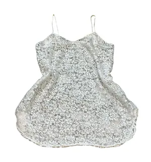 Vintage White Sheer Lace Mini Slip Dress 90s Romantic Cottage Fairycore thumbnail 1