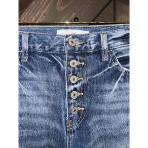 Kancan Women's Sz 7 27 Jeans Distressed Button Fly‎ High Rise Blue Raw Hem Denim thumbnail 2