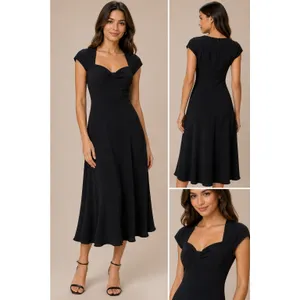 Jones New York Dress Black Polyester Midi Evening Career Work Party‎ Cocktail thumbnail 2