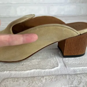 Thelma The Ava Mules Womens 38 8 US Wheat Suede Leather Block Heel Classic Italy thumbnail 11