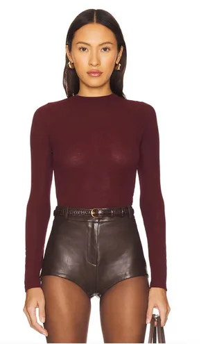 Revolve burgundy sheer long sleeve thumbnail 1