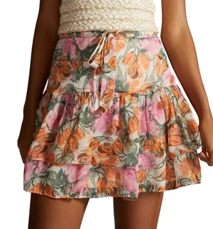 NWT Cecilia Pettersson for Anthropologie Floral Mini Skirt Size Large thumbnail 1