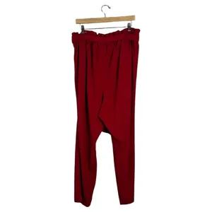 Lane Bryant Paperbag Waist Tapered Leg Pants Solid Red Career Chic Size 16 thumbnail 5