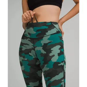 NEW Lululemon‎ Base Pace High Rise Crop 25" Heritage 365 Camo Tidewater Teal 18 thumbnail 4
