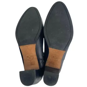 PB Women's Black Leather Almond Toe Buckle Strap Zip Chelsea Ankle Boots Size 8 thumbnail 4