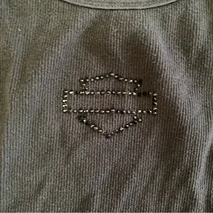 Harley Davidson Black Ribbed Logo Grunge Biker Festival Preppy Moto Y2K Tank L thumbnail 2