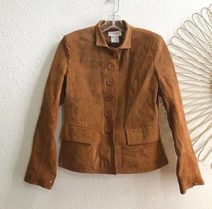 Vintage Brown genuine leather suede blazer thumbnail 1