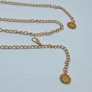 Y2K Rockstar Girlfriend Gold Layered Charm Chain Belt, Up to 37 Inches, X7GA1190 thumbnail 6