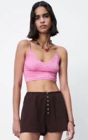 ZARA Pink Lace Top thumbnail 1