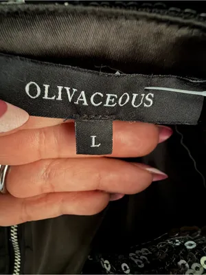 NEW Olivaceous Black Sequin Mini Skirt LARGE thumbnail 6