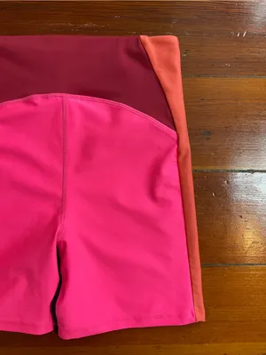 P.E Nation Flyaway Colorblock Bike Shorts Knockout Pink Sz S 💛🎀 thumbnail 6