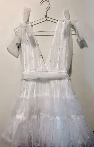 Francesca's judy tulle pearl tiered dress thumbnail 4