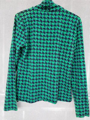Maeve Green & Navy Houndstooth Turtleneck Long Sleeve Tee thumbnail 4
