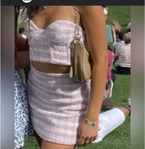 Pastel Pink Tweed Mini Skirt - Feminine Summer Style set lo thumbnail 6