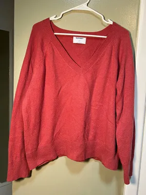 Old Navy Women's Size Large SoSoft Loose V-Neck Sweater Mauve Rose‎ Pink Stretch thumbnail 2