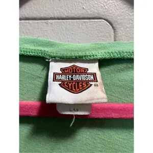 Harley Davidson You Should Be So Lucky Green V-Neck T-Shirt Woman’s Size Large thumbnail 6