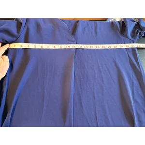 Umgee Womens Navy Blue‎ Split Neck Shift Dress Short Puff Ruffle Sleeve Size Large thumbnail 7