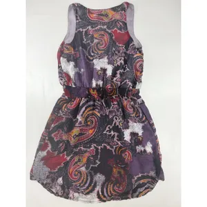 Free People Purple Paisley Smocked Waist Lace Up Mini Dress OB402120 Size Small thumbnail 2