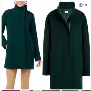 J crew size 6 small cocoon wool dark green Wool Blend Coat peacoat jacket thumbnail 4