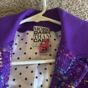 Vintage More Dash Than Cash Bouclé Purple Cropped Jacket thumbnail 3