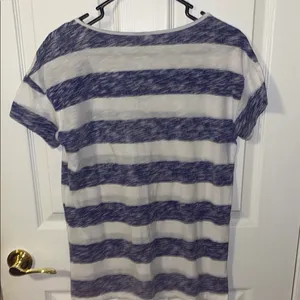 PINK Victoria's Secret White and Blue Striped Short Sleeve Tee Size Medium thumbnail 3