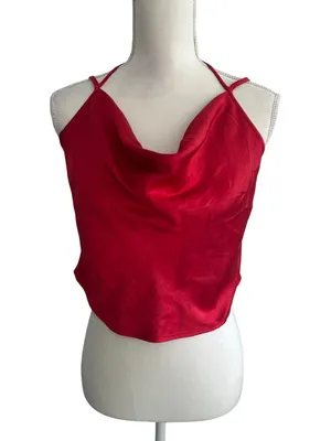 LOVERS AND FRIENDS Red Draped Tank Top Blouse Size Medium thumbnail 2