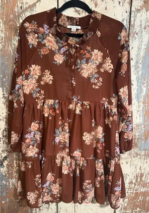 American Eagle brown floral shift dress, size small thumbnail 1