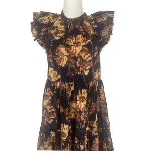Ulla Johnson Joan Lupine Floral Ruffle Tiered Cotton Dress Size 2 thumbnail 4