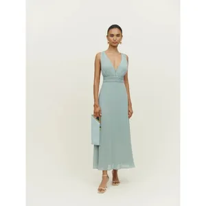 NEW Reformation Green Rosalind Halter Plunge V Cocktail A Line Maxi Dress Size 2 thumbnail 3