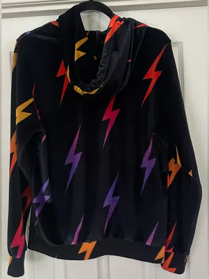 Aviator Nation Black Velvet Hoodie and pants set Multicolor Lightning Bolt thumbnail 3